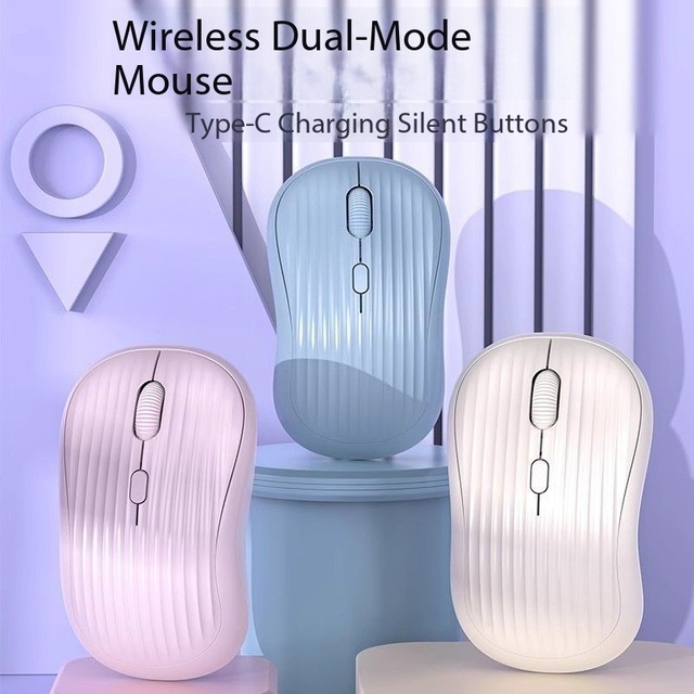 Ergonomic Rechargeable Dual Mode Wireless Mouse Silent Click Multicolor Design Laptop/Desktop Office Use Gift for Girls