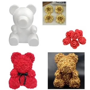 Valentine Day Gift Artificial Rose Flower Birthday Decorations Cute Handmade PE Foam 40センチメートルTeddy Rose Bear