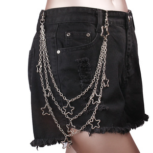 Cadena de pantalones metálica hueca Yueli Star de aleación de zinc, para uso diario, estilo hip hop, punk rock, moderna, para hombres y mujeres. - Product Image 1