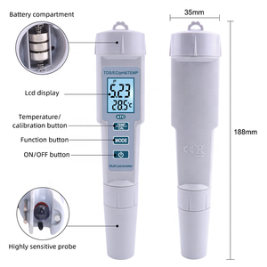 De Nieuwste Ultra-Lage Prijs 4 In 1 Waterkwaliteitstester Met Backlight <span class=keywords><strong>Ph</strong></span>/Tds/Ec/Temp Meter Voor Zwembaden, Drinkwater, Aquaria - Product Image 5
