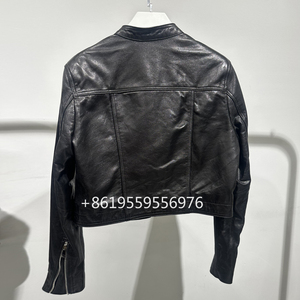 2025 mới mùa thu và mùa đông của phụ nữ màu đen mỏng phù hợp với áo khoác da thật, da cừu chính hãng, áo khoác nữ thời trang và thanh lịch - Product Image 3