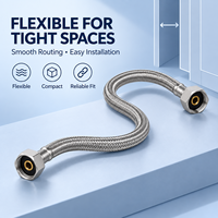 Tuyau d'arrivée d'eau tressé SUS304 F1/2, connecteur flexible d'alimentation en eau 1,5 MPa, 30-100 cm, pour salle de bain, idéal pour les espaces restreints