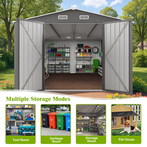Envío Gratis, Cobertizo <span class=keywords><strong>de</strong></span> Almacenamiento <span class=keywords><strong>de</strong></span> Metal <span class=keywords><strong>de</strong></span> 10x14 Pies, 3 Puertas con Cerradura, Caseta <span class=keywords><strong>para</strong></span> <span class=keywords><strong>Herramientas</strong></span> <span class=keywords><strong>de</strong></span> Jardín, 4 Ventilaciones, <span class=keywords><strong>para</strong></span> <span class=keywords><strong>Patio</strong></span> Trasero, Césped, Color Gris - Product Image 6