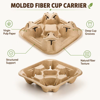 Plateau porte-gobelet en papier personnalisé Porte-gobelet en papier pour café Plateau porte-boisson biodégradable en fibre de pâte à papier 2 4 tasses