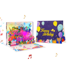 Carte de vœux musicale pop-up <span class=keywords><strong>d</strong></span>'anniversaire avec lumière LED, carte 3D qui joue la <span class=keywords><strong>chanson</strong></span> Joyeux Anniversaire, cadeau idéal pour les amis avec enveloppe - Product Image 3