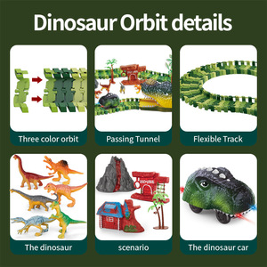 Circuit de Voiture Électrique DIY Dinosaure Magique 237 Pièces, Piste Flexible pour Voitures Dinosaures, Jouet d'Intérieur pour Enfants - Product Image 3