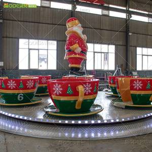 Manège des tasses à thé de Noël avec Père Noël pour centre commercial – Équipement de parc d'attractions - Product Image 4