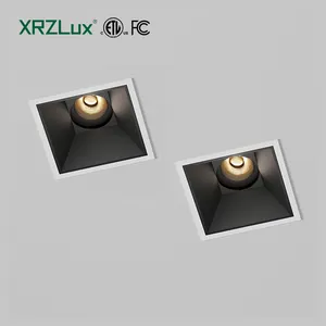 XRZLux 깊은 눈부심 방지 천장 스포트라이트 알루미늄 10W COB LED 사각 매입형 통 ETL CRI97 호텔 홈 LED 통