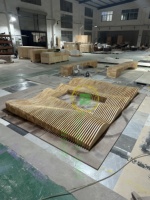 Vente en gros de panneau mural ondulé en bois sculpté 3D personnalisé pour villas