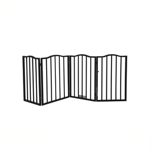 ประตูรั้วกั้นสัตว์เลี้ยงแบบพับได้ ทำจากไม้สีน้ำตาล รูปทรงโค้ง สำหรับใช้ภายในบ้าน ปิดแบบดันขึ้น สไตล์โมเดิร์น รูปทรงสี่เหลี่ยมผืนผ้า - Product Image 1