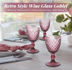 Produits les plus vendus en <span class=keywords><strong>2020</strong></span> aux États-Unis Verres en verre coloré Verres à vin vintage Verres à vin uniques à motifs en relief - Product Image 4