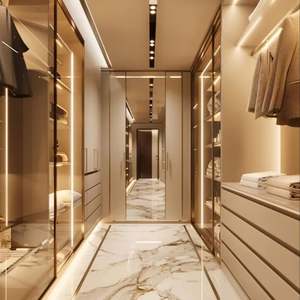 Meubles de vestiaire modernes personnalisables avec portes en verre, armoires pour chambre à coucher, hôtel, salon, maison, appartement, villa - Product Image 1