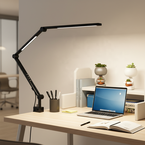 Lampe de bureau électrique LED nordique moderne, deux modes d'éclairage, contrôle tactile, bras long réglable, flexible, CRI élevé 95, éclairage grand angle - Product Image 4