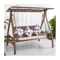de patio de jardin modernes Porche extérieur en fonte d'aluminium Chaise suspendue à balancelle pour 3 personnes avec auvent