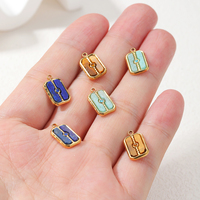 Collier pendentif rectangulaire en acier inoxydable écologique avec œil de tigre, lapis-lazuli et amazonite, vente en gros, DIY