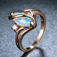Mode ovale bague en forme de S dames de mode bague opale en or rose personnalité bague créative bijoux en gros