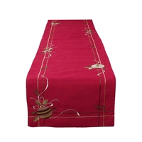 Ornement de Table rond en cristal rouge, 14x70 pouces, décorations de salle à manger, broderie de luxe, fantaisie, chemin de Table, noël