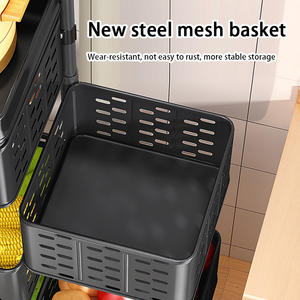 Troli dapur rumah multifungsi, keranjang penyimpan makanan ringan Dorong Tangan logam dapat digerakkan <span class=keywords><strong>3</strong></span> tingkat - Product Image 4