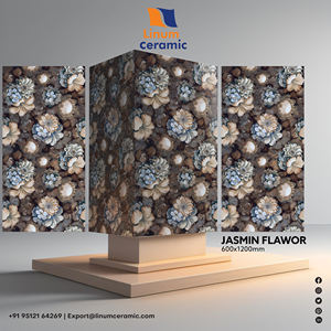 Azulejos 3D de alta calidad, azulejo esmaltado de porcelana vitrificada con flores blancas para el hogar, 600x1200 para decoración de lujo para sala de estar - Product Image 2