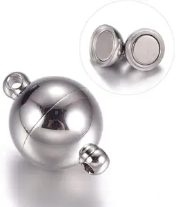 Cierres magnéticos de acero inoxidable, cierre de extremo de bola redonda Mag para joyería, pulsera, fabricación de collares