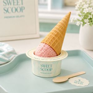 ถ้วยกระดาษพิมพ์ลายพาสเทลสำหรับไอศกรีมโคน ขนมหวาน ร้านขายอาหารแบบนำกลับบ้าน เกรดอาหาร พิมพ์โลโก้ ขายส่ง - Product Image 5