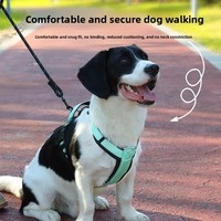 Harnais pour animaux de compagnie avec sangle de poitrine en I, conception anti-évasion pour chiens de taille moyenne et grande ; laisse de promenade résistante aux déchirures, longueur réglable, lavable en machine