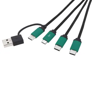 สาย Usb ข้อมูลแบบ2 In 3สำหรับเป็นของขวัญ,สายชาร์จเร็วไฟ LED โลโก้ Type-C แบบสากล