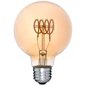 Amber G80 G95 G125 Dimmable Edison Soft Filament Bulb Quad Loop Vintage Led Bulb Flicker Free Home Decorative Led Bulb