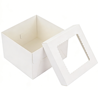 Boîte à gâteau personnalisée en papier blanc avec fenêtre transparente, imprimée UV, écologique, recyclable, résistante, de 6/8/10 pouces