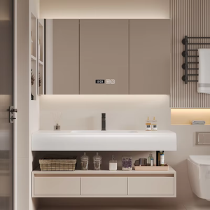 Laci kamar mandi, desain <span class=keywords><strong>Modern</strong></span> Rock Plate kabinet kamar mandi makeup tahan air meja dengan penyimpanan kapasitas besar LED cermin laci - Product Image 3