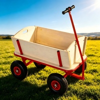 Chariot de jardin robuste en bois, capacité 150 kg, chariot à tirer, pneus pneumatiques de 10 pouces, chariot utilitaire extérieur, outils OEM