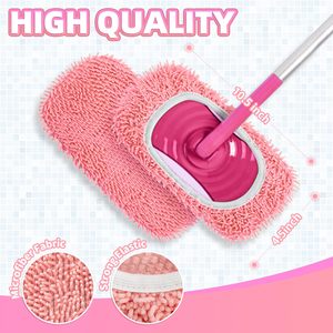 4 confezioni di tamponi per mocio compatibili con spazzatrici in microfibra ciniglia lavabili con spazzino a secco e <span class=keywords><strong>panni</strong></span> per spazzare a umido - Product Image 2