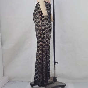 Summer Beach Party Black Sexy Lace Flare Pants <strong>Floral</strong> Lace Mesh Tight Flared Long Pants <strong>Trousers</strong> for Women <strong>Ladies</strong> - Product Image 6