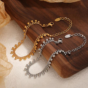 BS4062 Chic Dainty Plaqué Or En Acier Inoxydable <span class=keywords><strong>Gourmette</strong></span> Lien Clouté Pointillé Chaîne Boule Charmes Lever Du Soleil Bracelets - Product Image 2