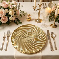 Assiette de présentation contemporaine en plastique PP de luxe, durable et pigmentée, motif personnalisable, pour dîner d'affaires, mariage, fête, décoration de table