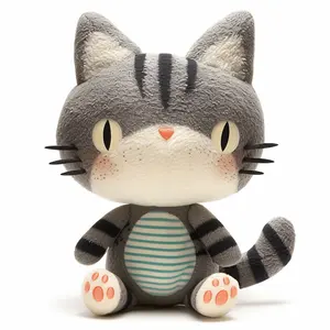 Novo design de fábrica de brinquedos de pelúcia para gatos, travesseiro macio e fofo, boneco de gato personalizado para crianças, presente de bonecos