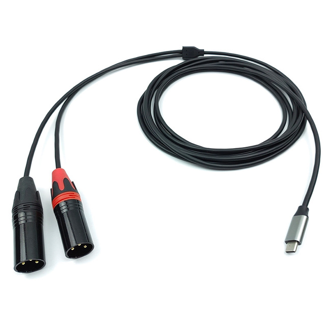 Type-C Dual XLR Male Splitter Y-Cable Oxygen-Free Copper; Mobile Speaker/Microphone Audio Cable Featuring Left/Right XLR Outputs