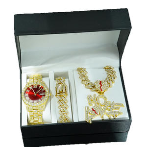 Conjunto de Collar con Cadena <span class=keywords><strong>Cubana</strong></span>, Pulsera y Reloj para Hombre, en una Hermosa Caja de Regalo de Lujo - Product Image 5