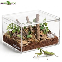 Terrarium en acrylique REPTIZOO pour araignées, avec porte coulissante à fermeture magnétique et trous de ventilation, pour araignées sauteuses et tarantules