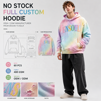 Sweat-shirt pour homme personnalisé, 480 GSM, 100% coton, tie-dye, effet vieilli, broderie 3D premium, coupe ample, écologique