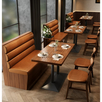 Sièges en cuir pour restaurant, chaises en bois brun, canapé en bois rétro, table et chaises pour restaurant de restauration rapide, restaurant de sushis