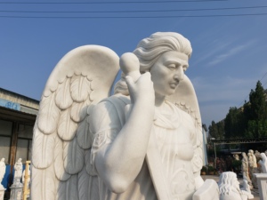 Statue <span class=keywords><strong>de</strong></span> l'archange Michel en marbre blanc grandeur nature TREVI |   Sculpture d'ange religieuse sculptée à la main pour l'<span class=keywords><strong>église</strong></span> et le jardin - Product Image 6