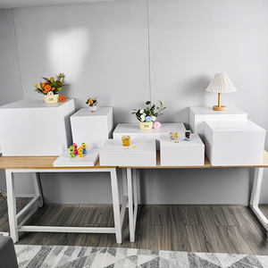 Kotak Pajangan Perhiasan Akrilik Putih, Tempat Bunga Hias, Rak Pajangan Kubus untuk Pesta Pernikahan, Meja Kue, dan Meja <span class=keywords><strong>Dessert</strong></span> BSYAL - Product Image 1