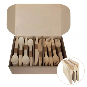 Sinh Thái Thân Thiện 160Mm Gỗ Phân Hủy Phân Hủy Sinh Học Bảng Xử Lý Dao Muỗng Nĩa Spork Dùng Một Lần Thiết Lập Bằng Gỗ Dao Kéo Cho Nhà Bếp - Product Image 1