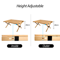 KingGear Table de camping pliante portable de luxe de style japonais Table de camping en bois mobilier d'extérieur pour pique-nique et barbecue