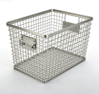 Panier en maille métallique rectangulaire verrouillable en acier inoxydable SUS304 durable, empilable, avec loquet