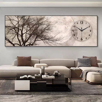 Lampe murale moderne de luxe avec horloge et tableau paysager d'arbre, en porcelaine et cristal, pour salon