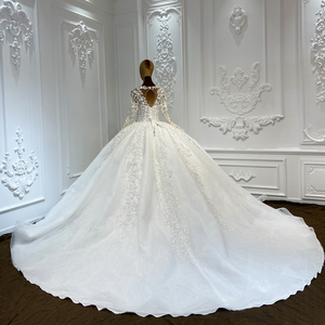 Jancember LSCJ11 lujo pesado con cuentas lentejuelas cola larga imperio vestido de novia Vestidos para mujeres - Product Image 5