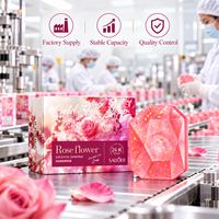 Savon en Gros à la Rose et à la Feuille d'Or 100g OEM & ODM Savon Artisanal à l'Huile Essentielle de Diamant Hydratant Éclaircissant pour le Corps