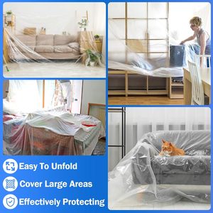 ผ้าคลุมพลาสติกขนาดใหญ่ 9x12 ฟุต 24 แผ่น สำหรับป้องกันสี - Product Image 6